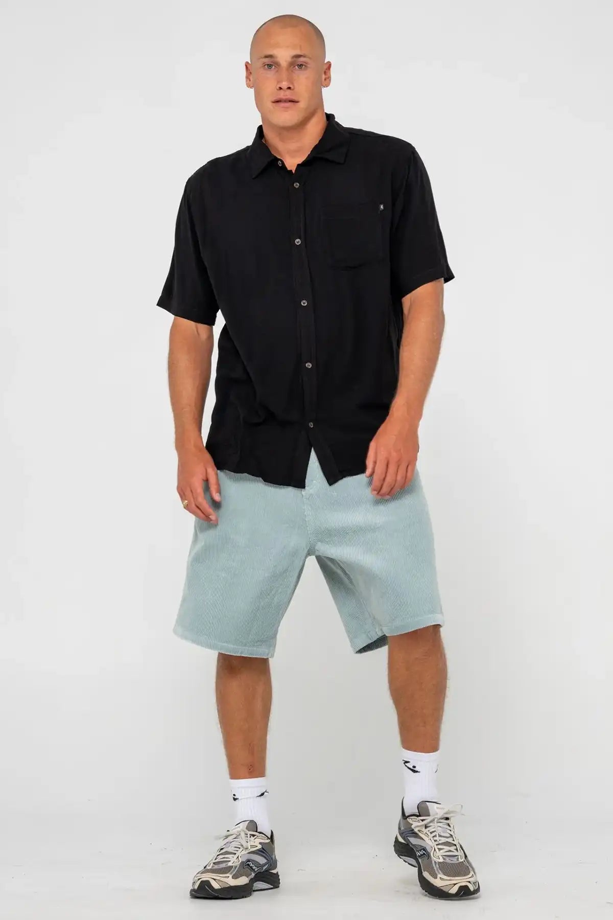 Rusty Mens Razor Blade Rayon Shirt — Black