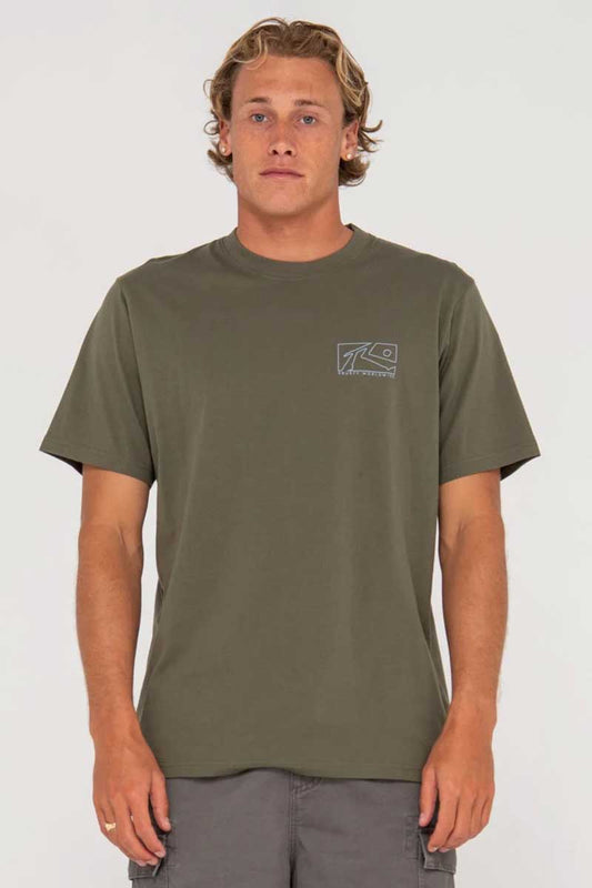 Rusty Mens Tee Boxed Out Short Sleeve in Rifle Green