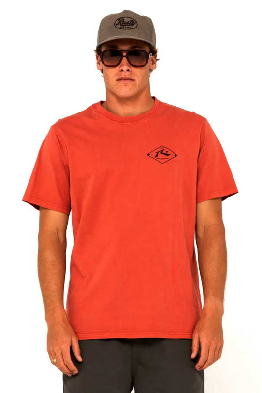 Rusty Mens Wull Volume S/S Tee in Hot Sauce front