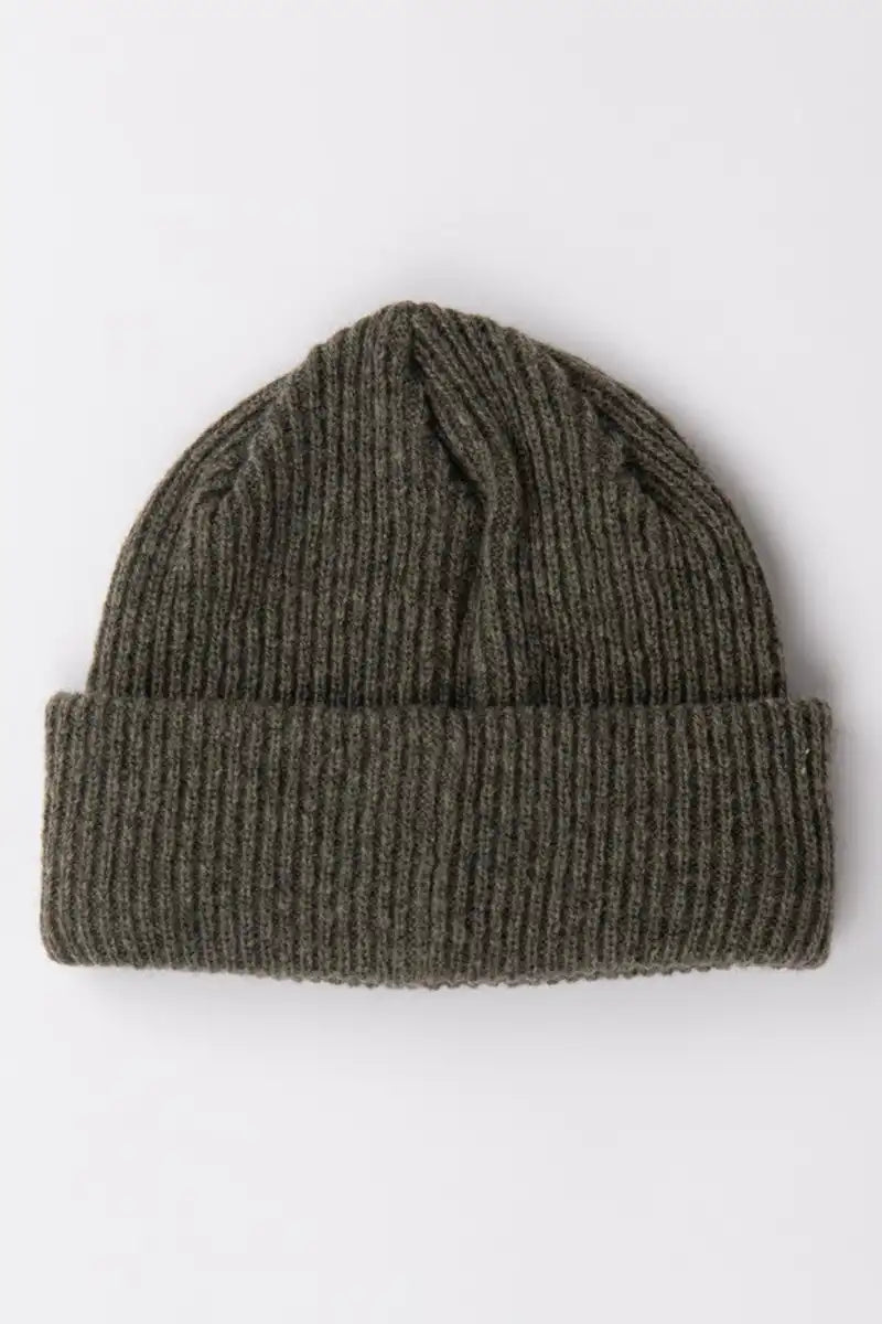Rusty Nowhere Recycled Beanie in Shadow Army Grey back view