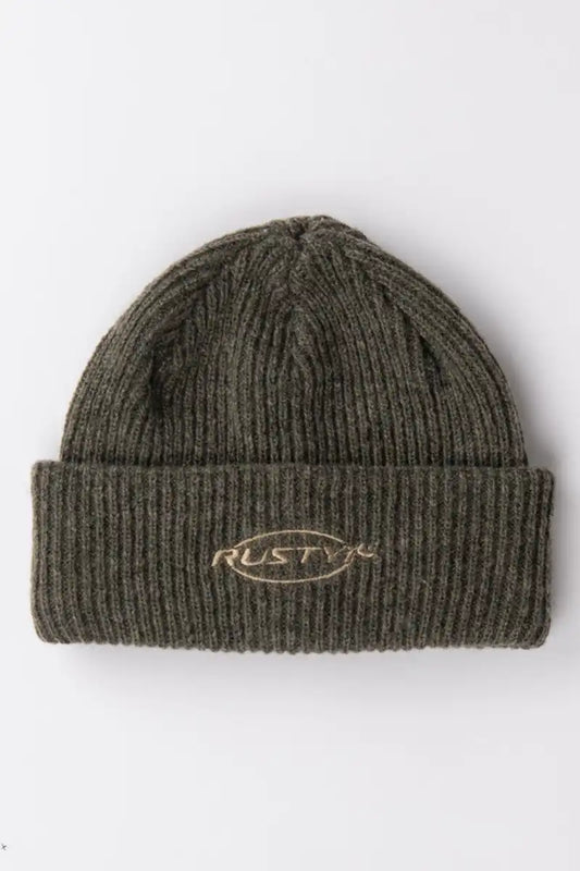 Rusty Nowhere Recycled Beanie in Shadow Army Grey