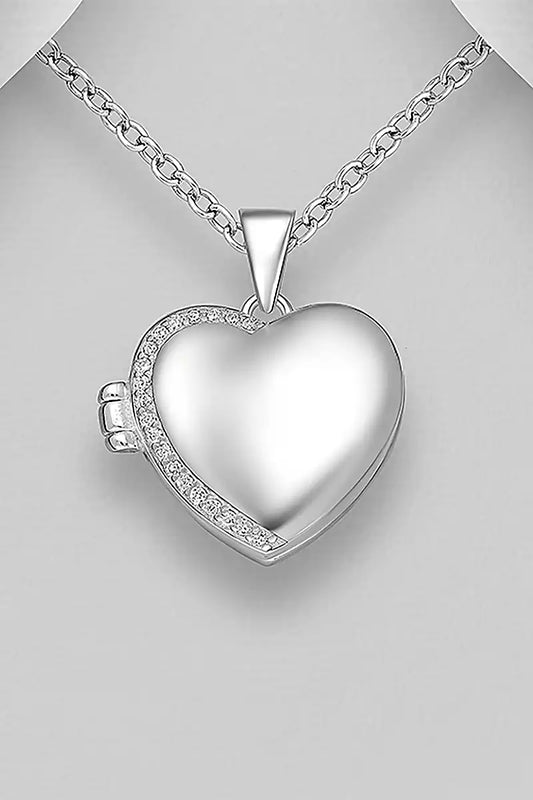 Chille Sterling Silver Engravable Heart Locket Pendant
