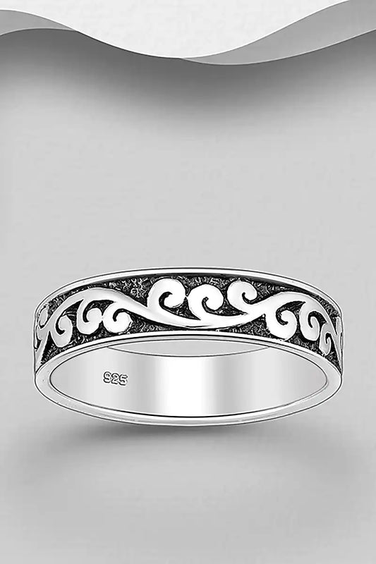 Sterling Silver Oxidized Swirl Ring
