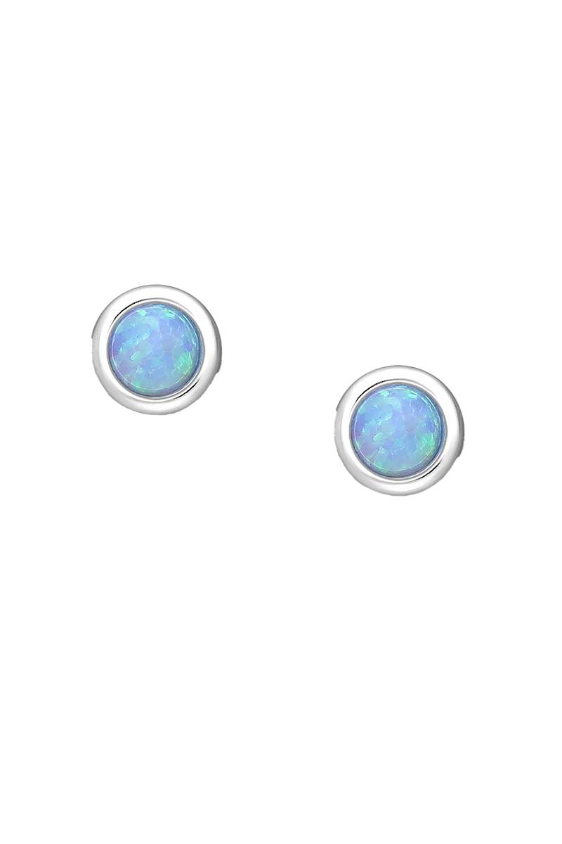 Sterling SIlver Studs with Opal White Background