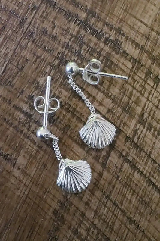 sterling silver shell earrings with  push back