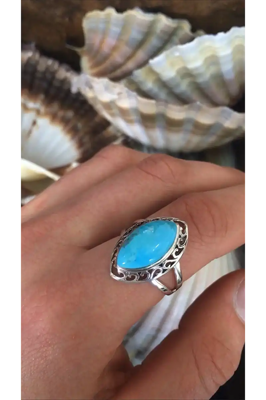 Boho Turquoise and Silver ring