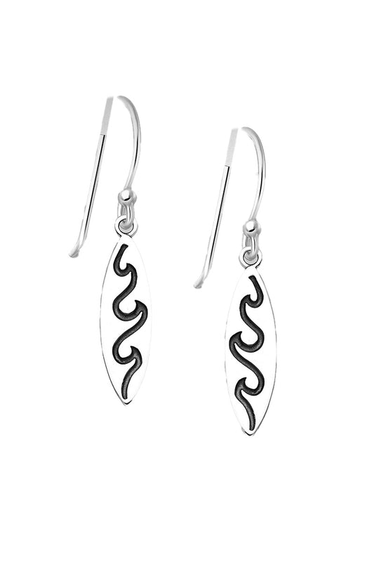 Surfboard sterling silver earrings