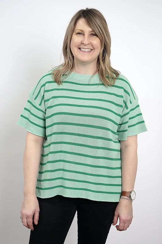 Striped Cotton Knit Top – Mint