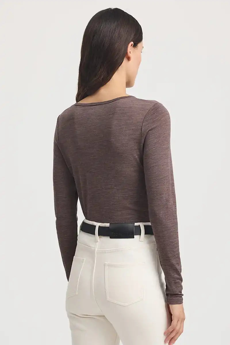 Toorallie Crew Merino Tee in Mocha back view