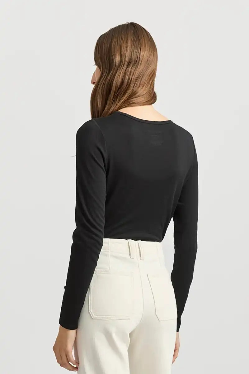 Toorallie Crew Merino Tee in Black back view