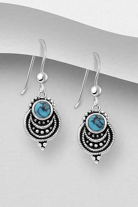 Turquoise and Silver Hook Earrings