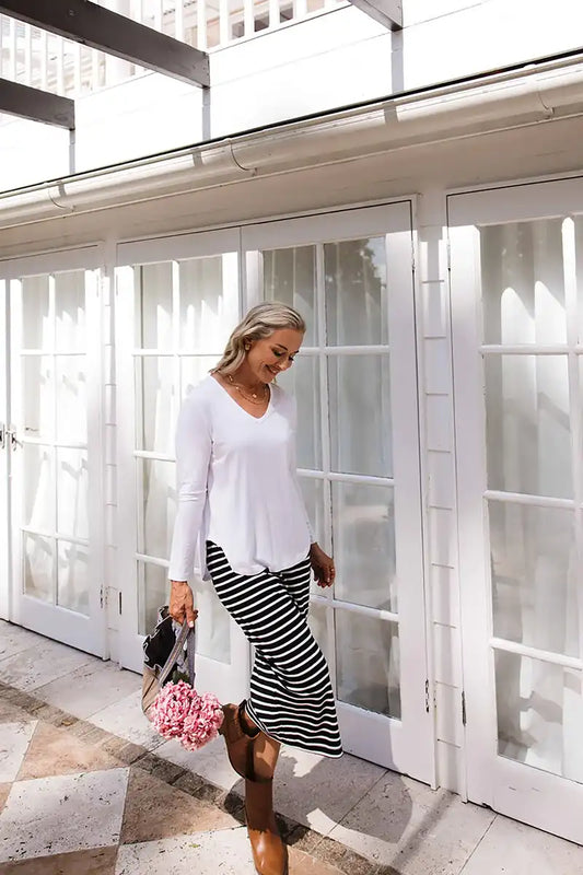 Black & White Bamboo Maxi Skirt - Whitney