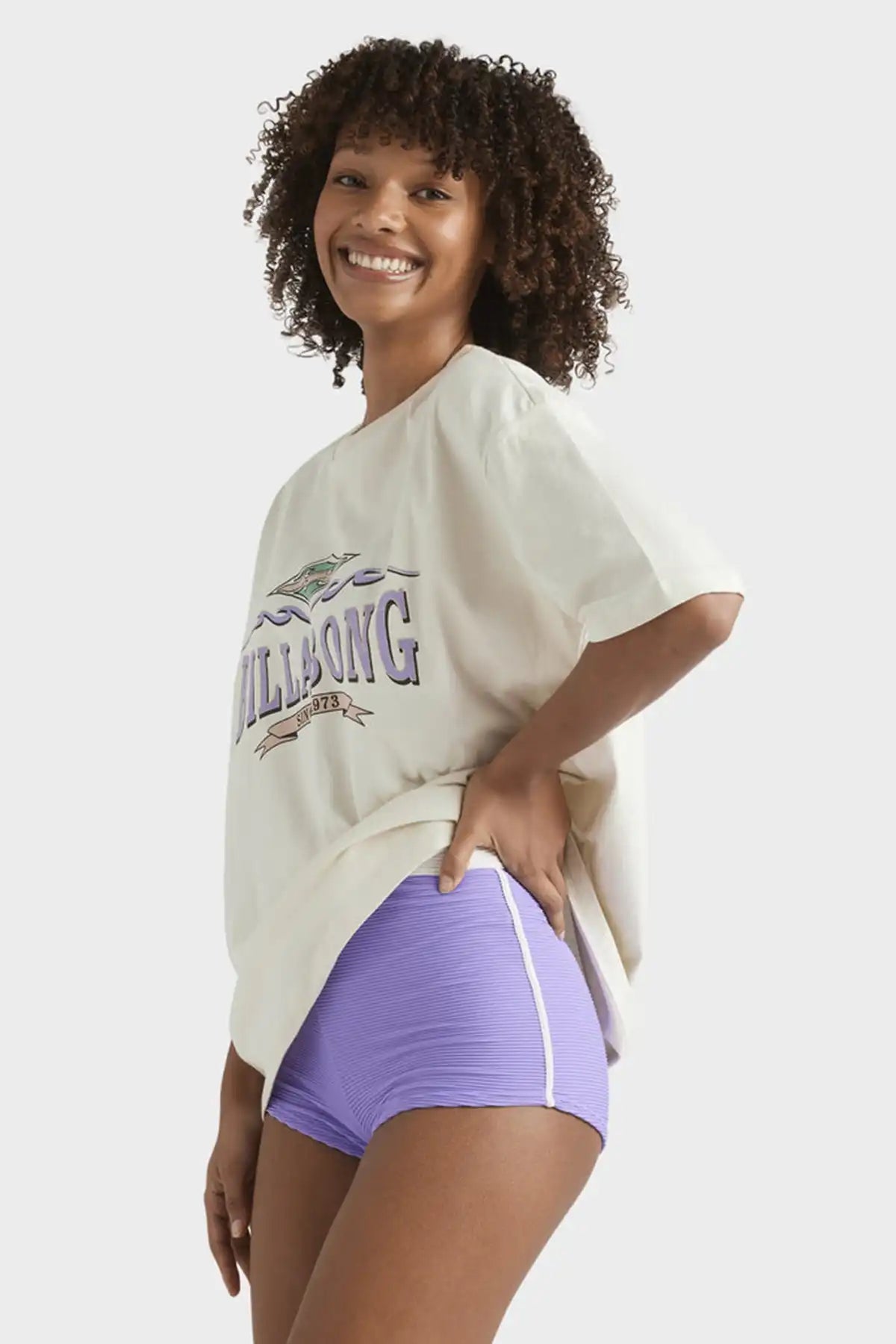 Womens Wave Out T-Shirt – Light Grey side view