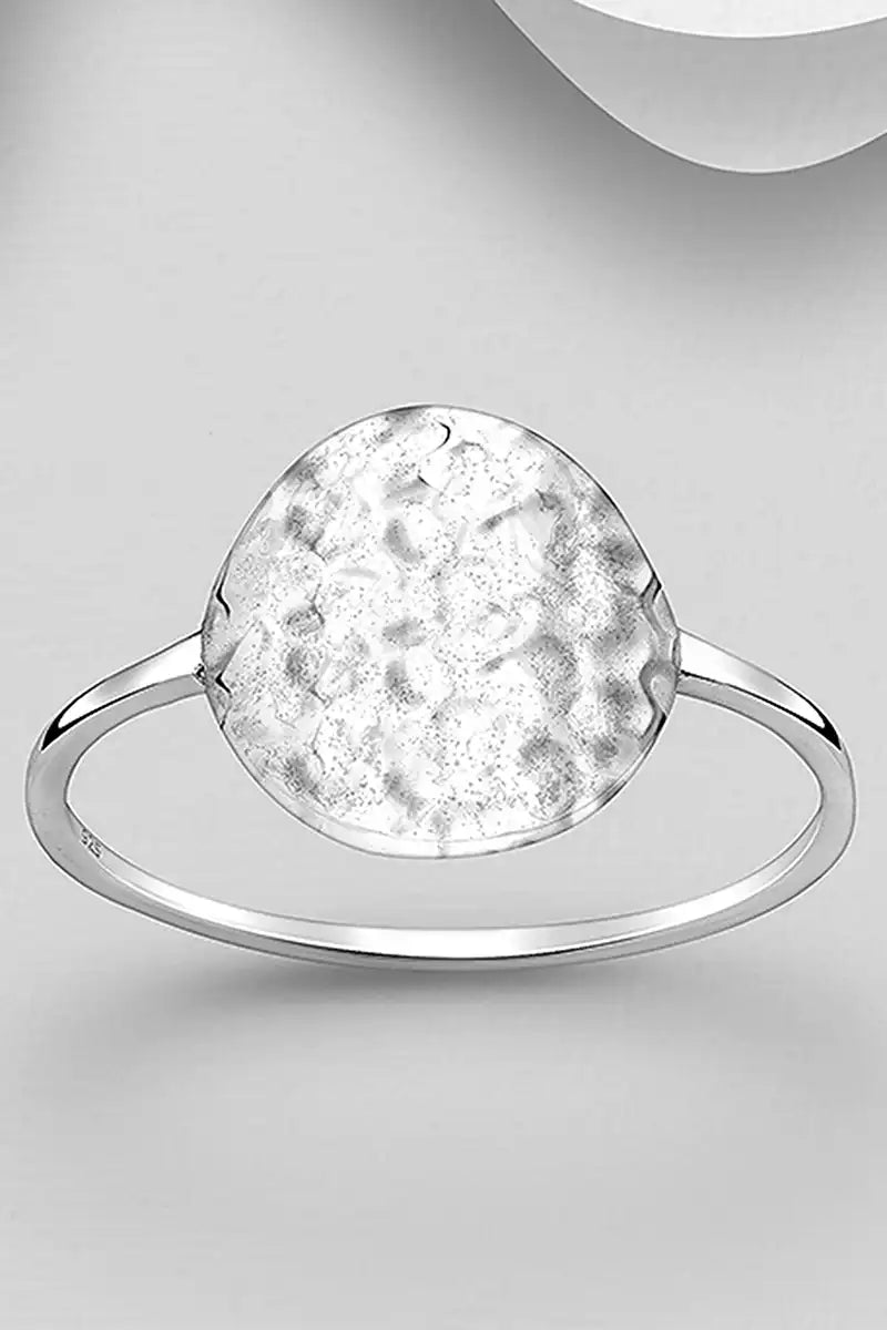 Womens sterling silver hammered ring