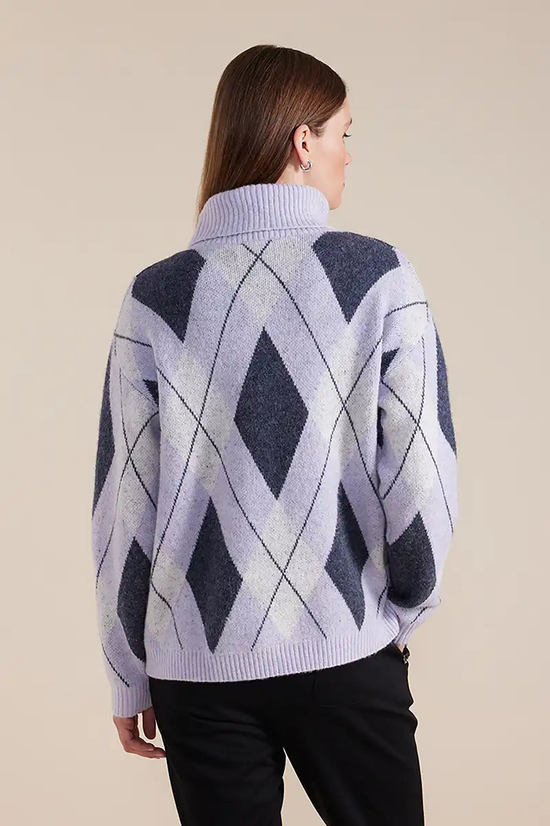 Marco Polo Knit Diamond Jumper in Lilac