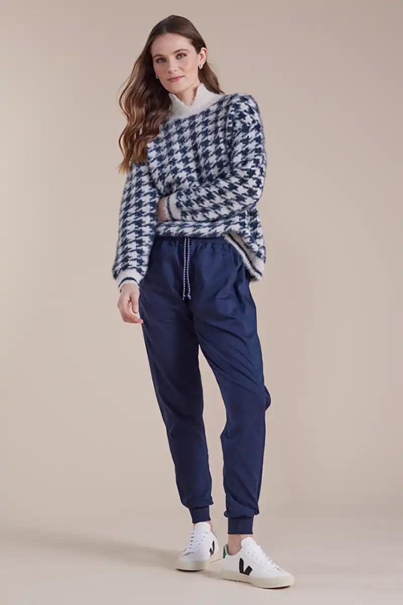 Marco Polo Knit L/S Houndstooth in Petrol