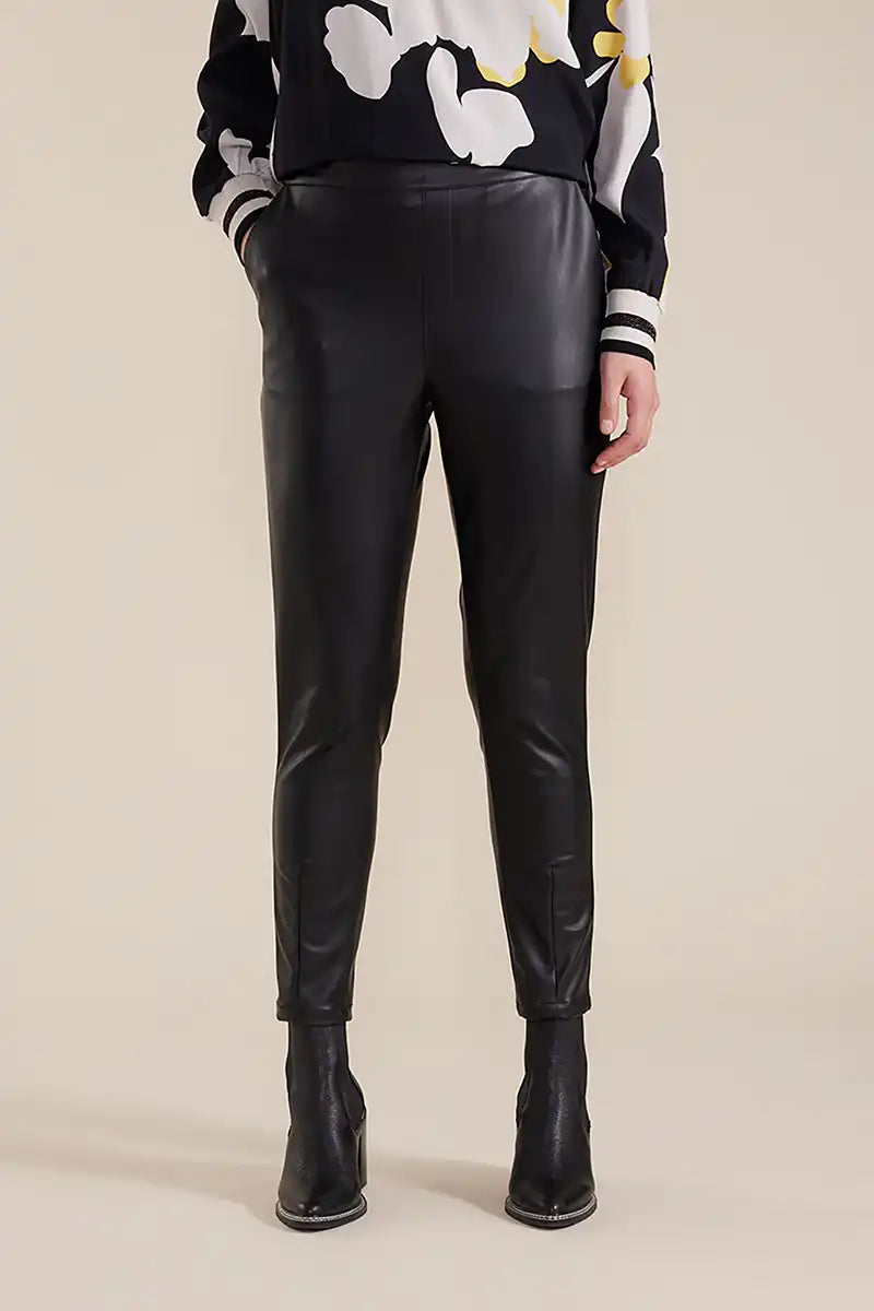 Marco Polo Faux Leather Pants in Black front
