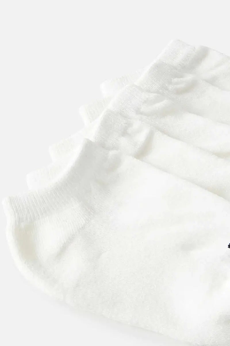ankle and heel detail on the Rip Curl Girls Ankle Sock 5 Pack in White