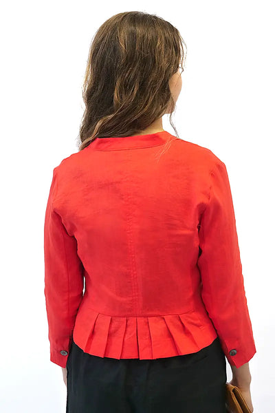 back view of the Foil Top Notch Jacket in Luscious