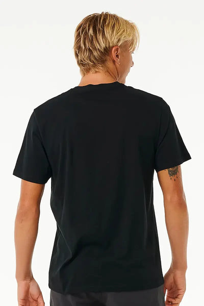 Rip Curl Mens Tee Pill Icon in Black/Purple back view