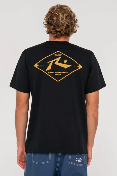 back view of the Rusty Mens Wull Volume S/S Tee in Black