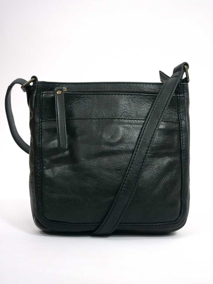 front of the Rugged Hide Ladies Cross Body Bag - Pam in Black
