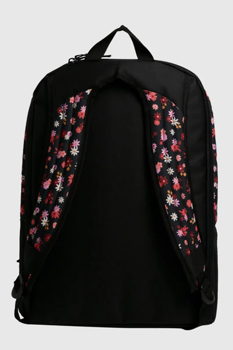 back view of the Billabong Girls Backpack Ditsy Dream in Black Pebble