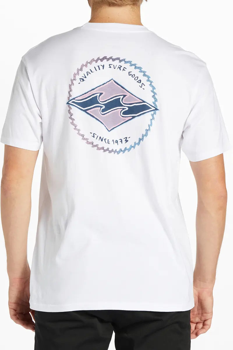 back view of the Billabong Mens Tee Rotor Diamond in White