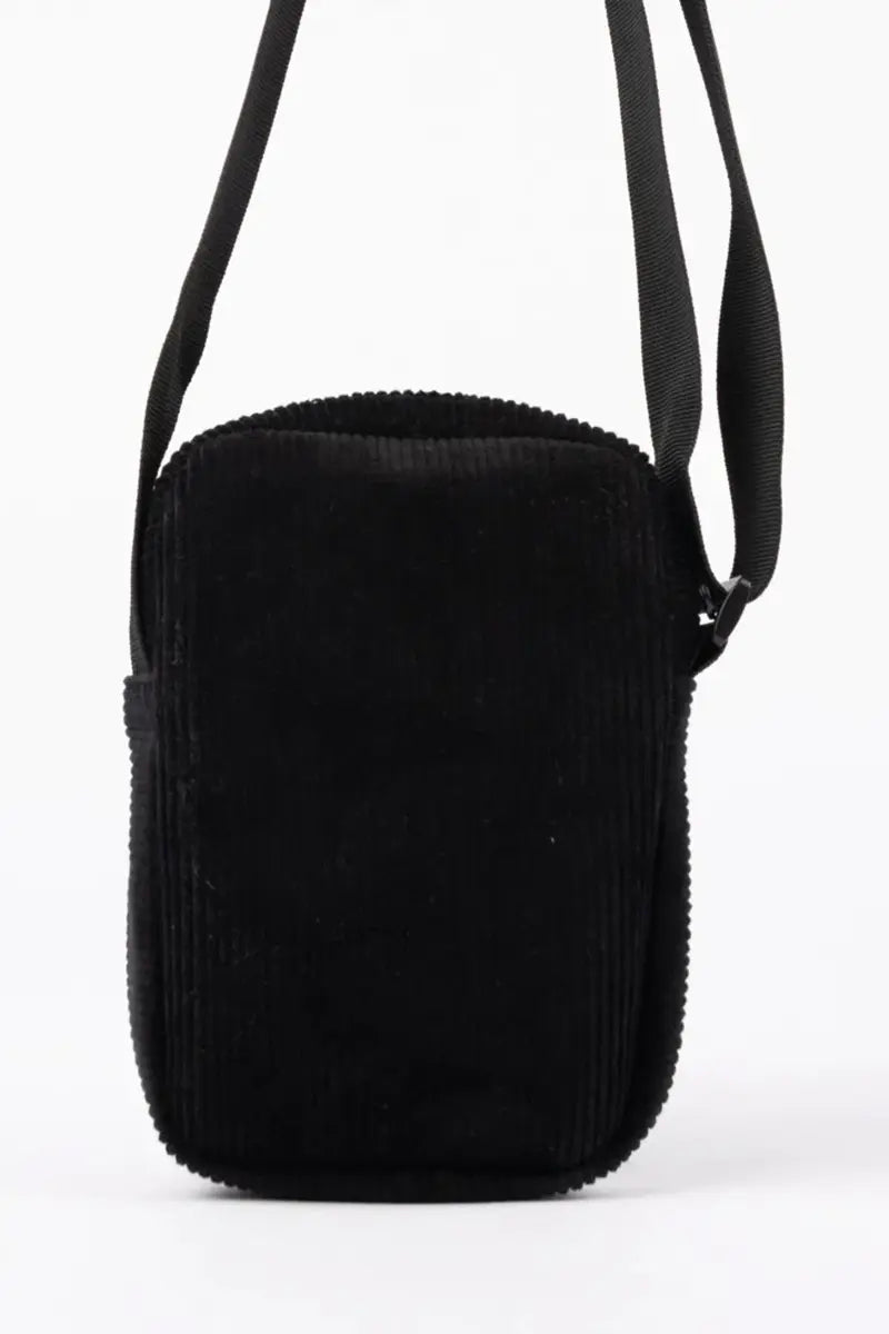 back view of the Rusty Decade Cord Side Bag in Black