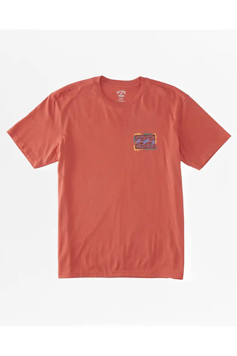 BIllabong Groms Crayon Wave T-Shirt in Coral Front
