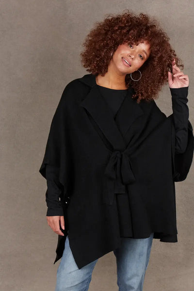 Eb & Ive Nawi Cape in Ebony close up front view