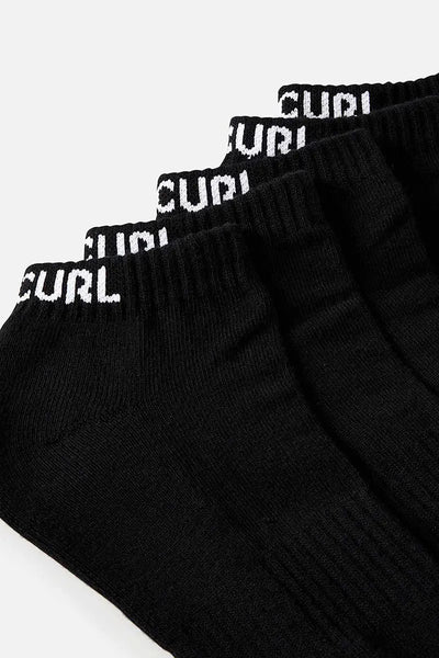 Ankle top view of the Rip Curl School Crew Sock 5 Pack in Black