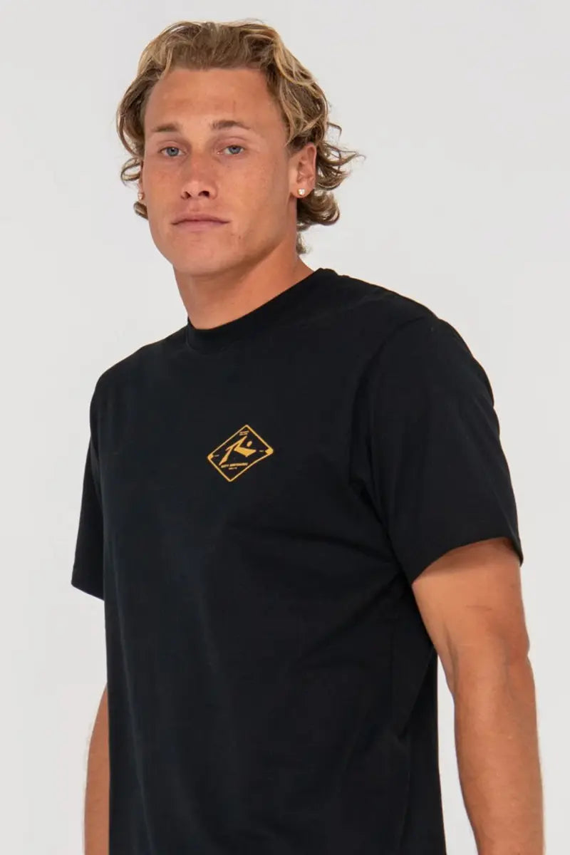 front detail view of the Rusty Mens Wull Volume S/S Tee in Black
