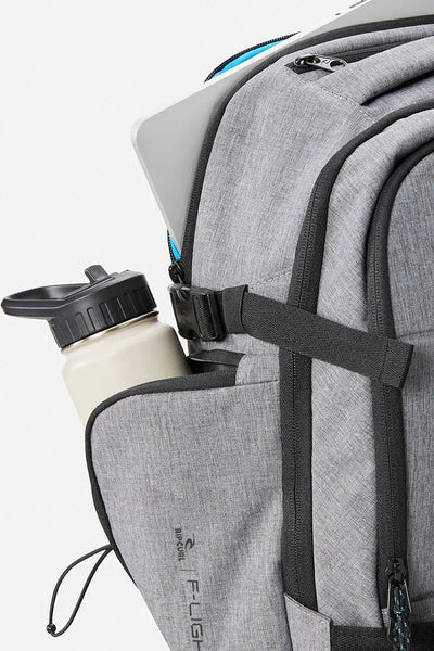 side detail view of the Rip Curl F-Light Backpack - Posse 35L Grey Marle