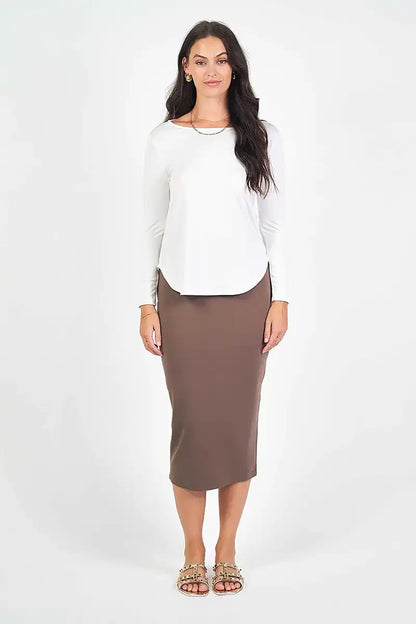 Adele White Long Sleeve Bamboo Tee front