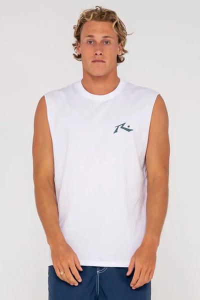 Rusty Mens Muscle Tee Competition in White