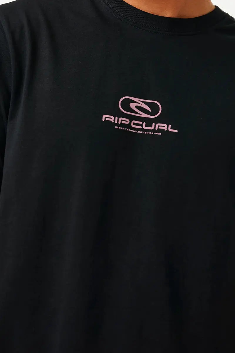 logo detailed view of the Rip Curl Mens Tee Pill Icon in Black/Purple