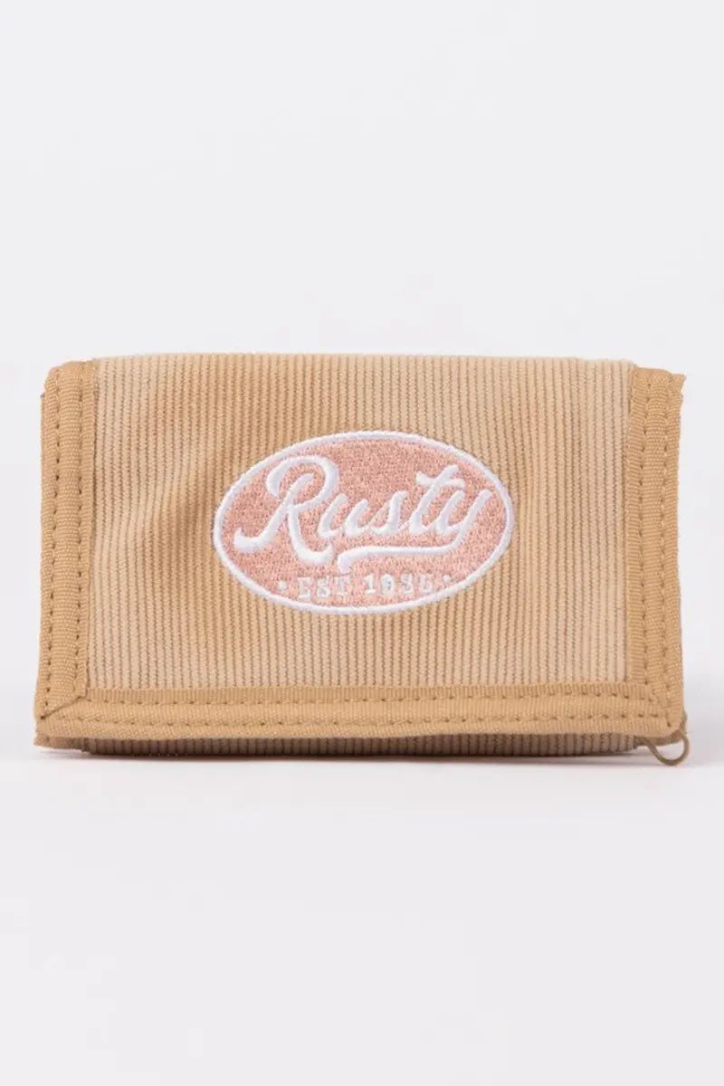 Rusty Womens Pit Stop Tri Fold Embroidered Cord Wallet front