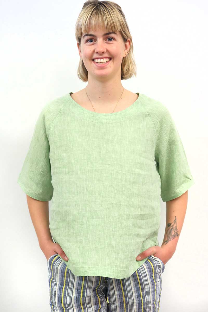 front view on the Naturals by O & J Linen Top - Poire
