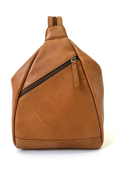 Rugged Hide Leather Bag - Deb Backpack in Tan front view