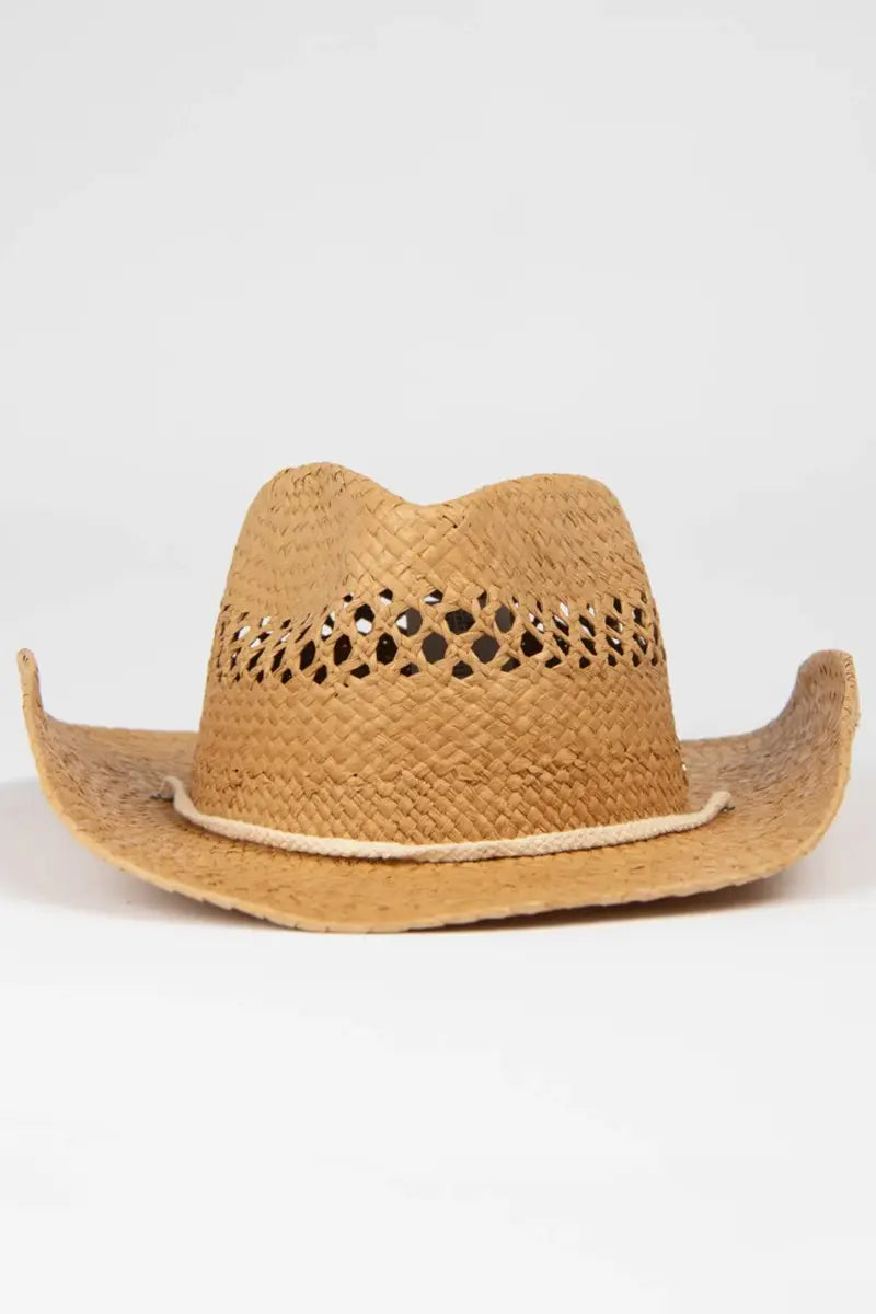 front Rusty Women's Howdy Cowboy Straw Hat in Natural