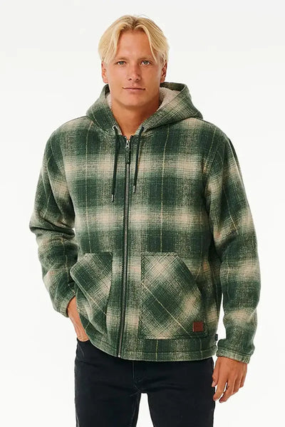 Rip Curl Classic Surf Check Jacket in Dark Olive