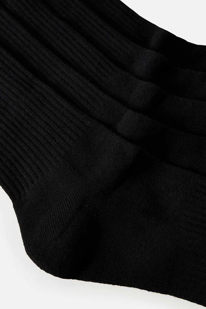 heel detail on Rip Curl Men's Brand Crew Socks 5 Pack in Black