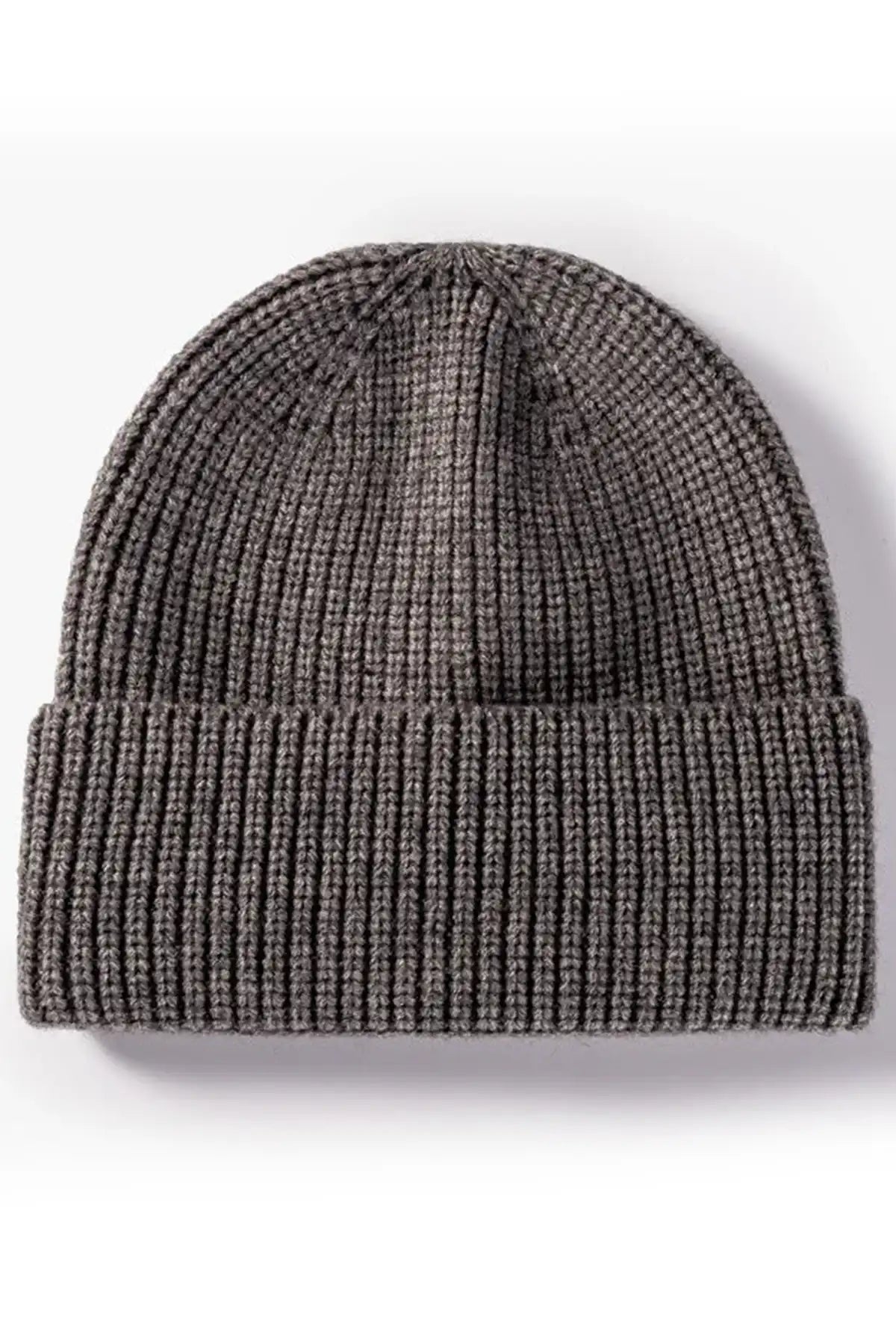 The Heritage Lambswool Beanie – Charcoal on a white background