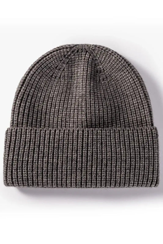The Heritage Lambswool Beanie – Charcoal on a white background