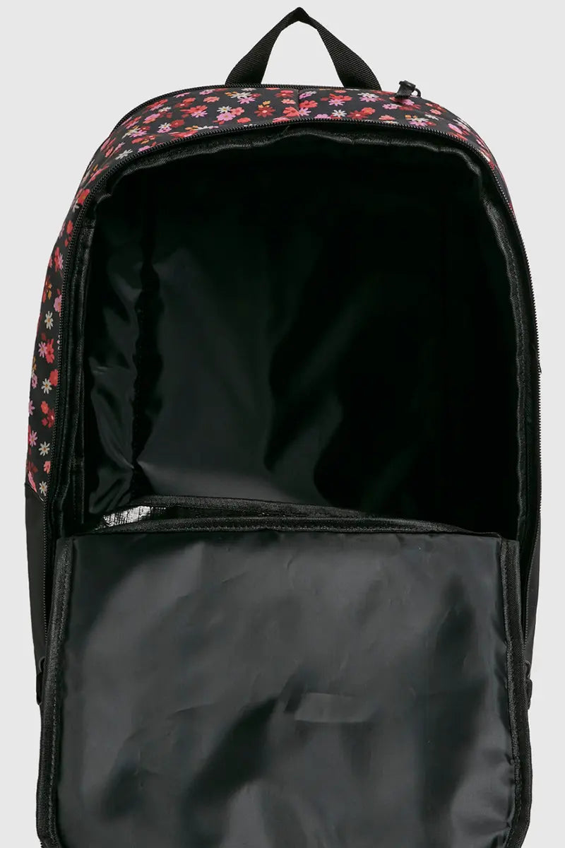 inside view of the Billabong Girls Backpack Ditsy Dream in Black Pebble