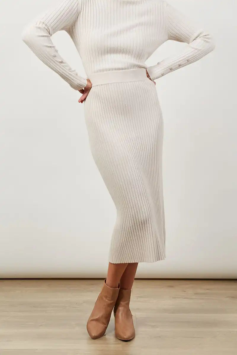 Isle of Mine Skyline Knit Skirt in Creme Front
