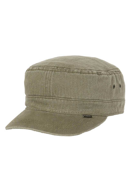 Kooringal Mao Cap Ruben front view in light olive