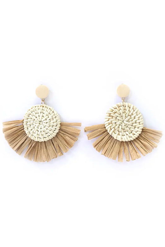 Natural Large Circle earrings in Bone/tan