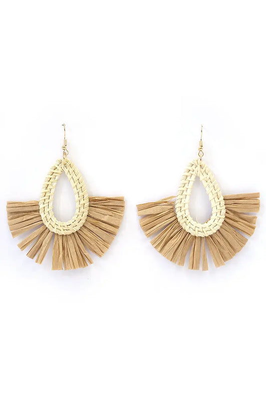 Natural Teardrop earrings in Bone/tan pair